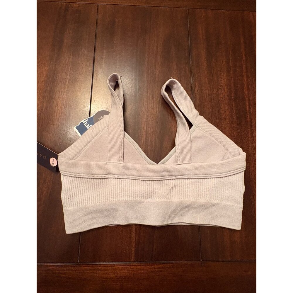 Danskin S Ribbed Sports Bra With Removable Cups - Light Beige - Picture 3 of 7